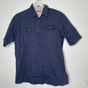 WRANGLER MENS BLUE BUTTON DOWN SHIRT SZ L